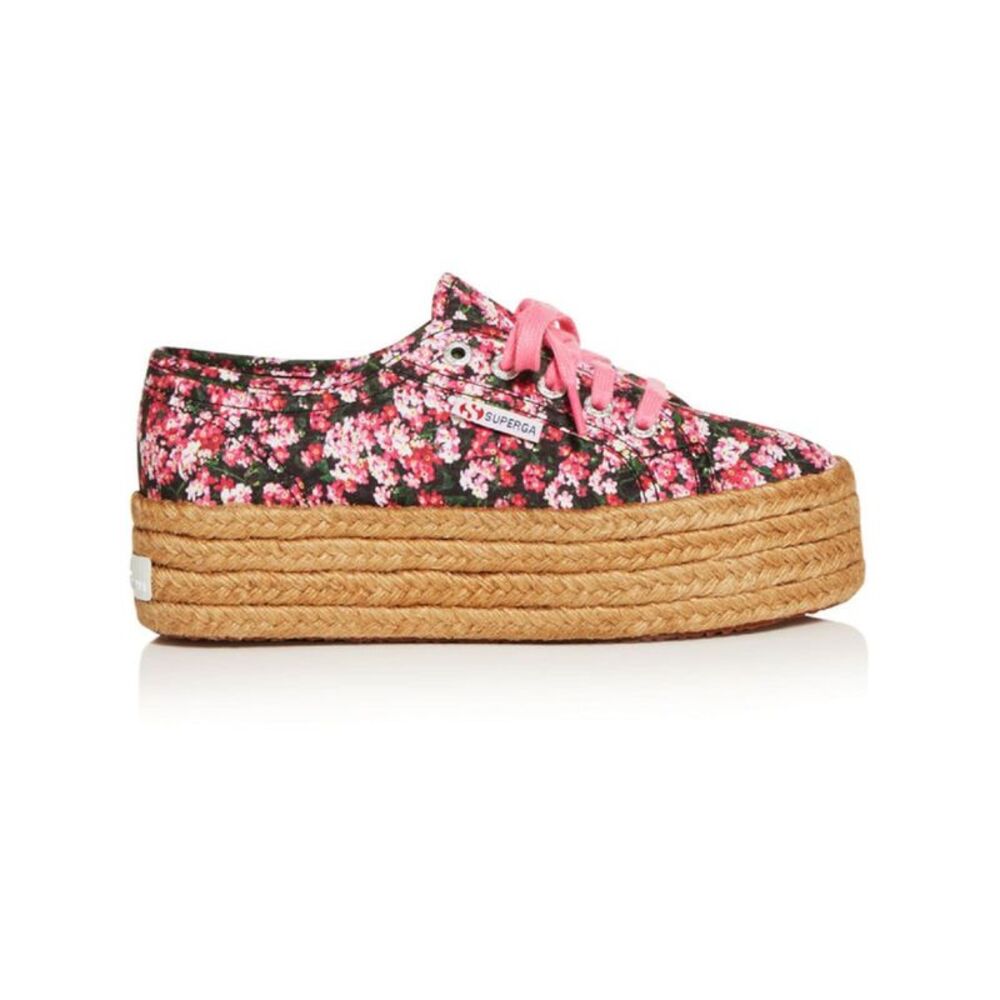 SUPERGA Womens Pink Jute Mary Katrantzou Round Toe Platform Athletic Sneakers 41